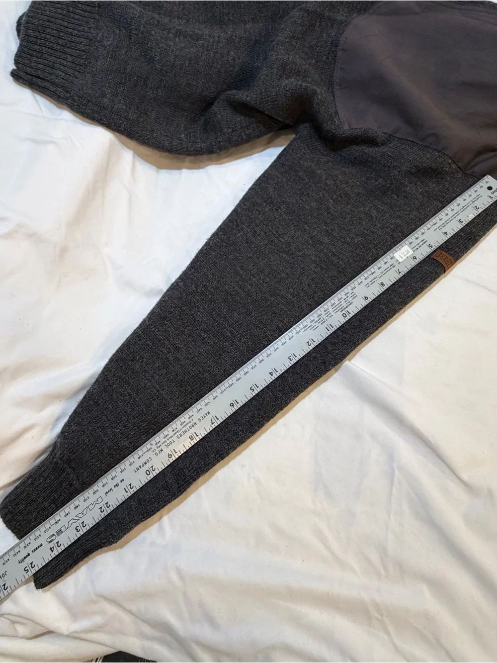 Beretta Men’s 2XL 100% Wool Full-Zip Sweater – Gray with Canvas Shoulder Panels